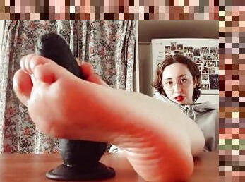 Footjob on dildo