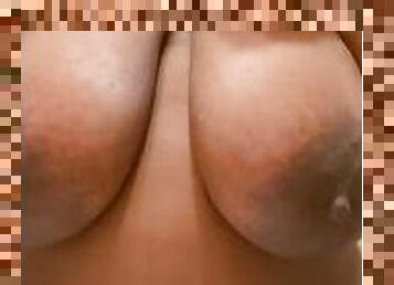 teta-grande, grande, amador, ébona, bbw, dedos, mamas, sozinho, topless