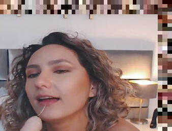 Curly Woman Passionately Fuck Her Dildo