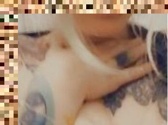 Sexy blonde no makeup flashing pussy and tits teaser