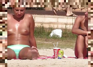 babes, câmara, praia, vigia, perfeito, biquini, tetas-pequenas