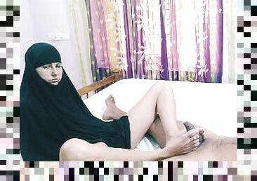 Amateur Muslim Wife trying To Give Footjob