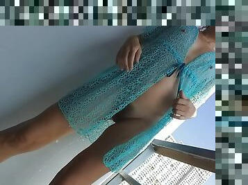 Net Dress Fetish # Pee At The Balcony