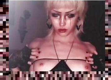 Goth emo girl strips naked