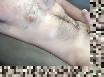 Hot hung bwc shoots a load of cum on his hairy body