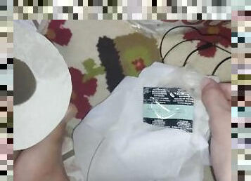 Old condom creampied with The package