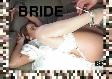 BRIDE4K. Long-legged bride in stockings gets banged on the way to the wedding