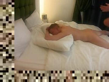 Massaging then fucking a twink in a hotel