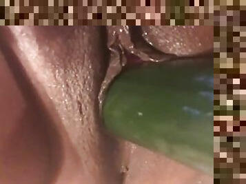 Ebony Bbw Masturbates with Cucumber!! Food Porn Bbw HD!!!