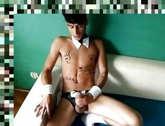 grande, masturbação, amador, gay, casting, gozando, ejaculação, gay-adolescente, tatuagem