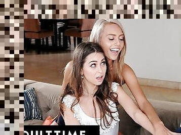 ADULT TIME - Riley Reid's INSANE THREESOME With Her Stepdad & Teen BFF Janice Griffith! PART 1+2