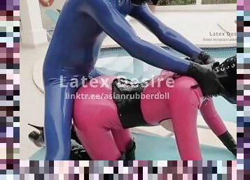 arsch, doggy, dilettant, immens-glied, schwimmbad, reiten, hintern, latex, glied, rubber