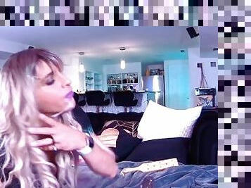 Femboy Sissy slut gags on dildo live for her Daddy like a true crossdresser whore! Sloppy Blowjob!!