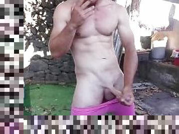 I jerk off in a garden