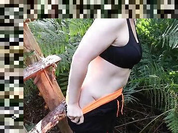 Tit training and spanking in the woods