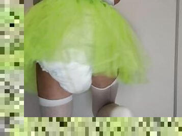 Diaper Sissy Dancing Wearing Her New Green Tutu