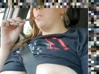 Tits in the car