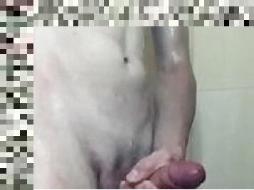 bañando, ruso, chorro-de-corrida, polla-enorme, adolescente, gay, paja, ducha, a-solas, polla