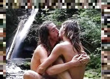 Guys kissing naked in nature
