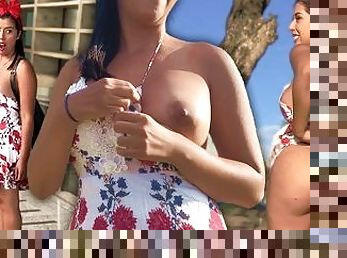 gros-nichons, masturbation, orgasme, en-plein-air, public, giclée, amateur, latina, point-de-vue, webcam