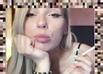 sexy blonde school girl Smoke a cigarette