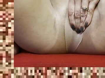 clito, masturbation, collants, chatte-pussy, milf, maison, pieds, bas, humide