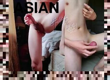 asiatique, en-plein-air, ejaculation-sur-le-corps, énorme-bite, gay, dormant, jeune-18, ejaculation, horny, solo