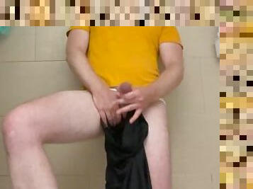 Self piss in sports shorts and then jerk off while sniffing them (no cum)