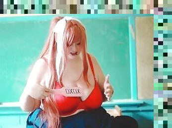 Chubby Cosplayer Waifu Monika DDLC Spanks Tits & Ass