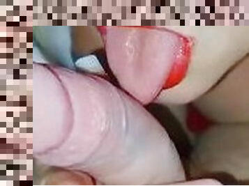 Teasing cock with mouth????