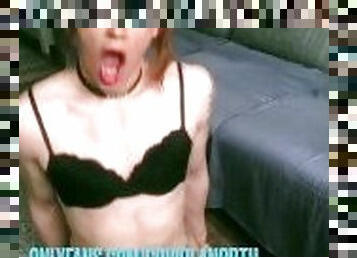 énorme, masturbation, amateur, ejaculation-sur-le-corps, ados, branlette, rousse, salope, bas, massive