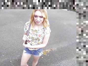 hot big ass blonde teen paid cash to fuck stranger pov