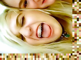 Girls in bras giggle on webcam