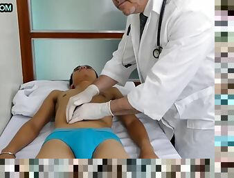 Skinny Japanese twink anally fucked by a doctor in the infirmary