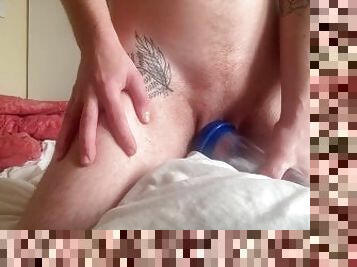 klitors, milzīgs, masturbācija-masturbation, amatieris, solo, penis