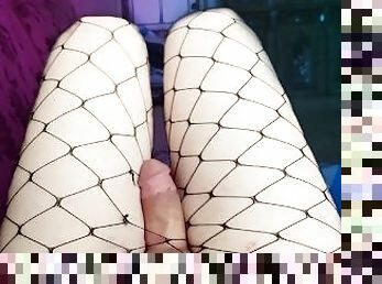 Hot Bubble Butt Fishnet Tights Smooth Shemale At Home Alone