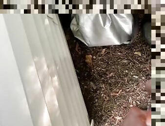 My neighbor is home early So i Couldnt Fuck his Wife! So i pissed on his Shed instead????Almost Caught