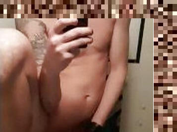 Twink cum all over the bathroom sink