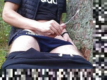 Hot Cumshot While Hiking, Got Horny And Moaned In A Forest