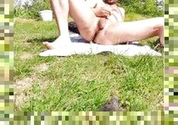 papá, masturbación, al-aire-libre, público, amateur, pajeándose, pillada, papi, bosque, exhibicionista