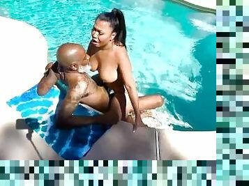 Asian Krystal Davis And Shaundam Doing Outdoor Pool Sex