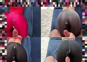 a lot cumshot on leggings rubbing cock on amazing ass /compilation with Candyluxxx