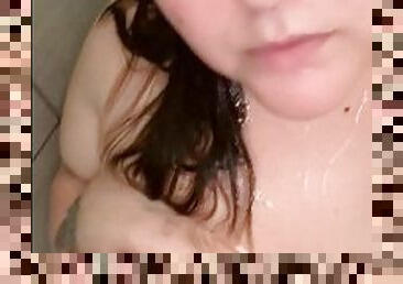 Amateur BBW MILF takes a shower come take a peek