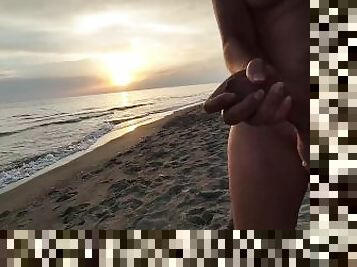 Dick flash - A girl caught me jerking off in public beach and help me cum 2 - MissCreamy