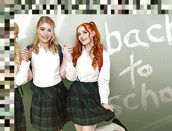 BFFs - Sexy College Girls Krissy Knight, Lacy Tate and Cherry Fae Share Boyfriend's Cock After Class