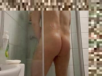 bañando, amateur, gay, paja, europeo, euro, ducha, a-solas, musculada