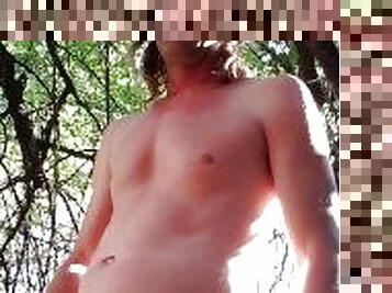 masturbation, nudiste, en-plein-air, amateur, ejaculation-sur-le-corps, énorme-bite, ejaculation, horny, sperme, bite