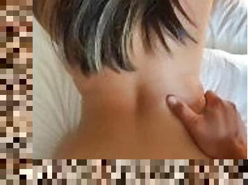 asiatisk, doggy-style, amatör, brudar, hemmagjord, creampie, flickvän, hotell, hårt