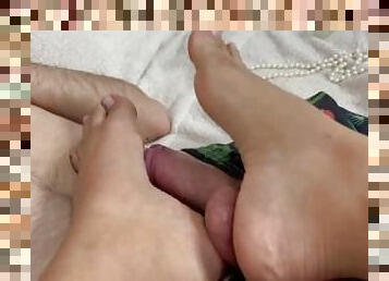 Relaxing massage with her delicate and delicious feet