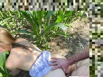 Farm girl creampied in her cornfield